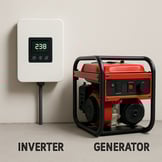 an electricity inverter and a generator sidebyside