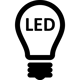 outline of bulb with "LED" written on it