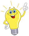 cartoon image of happy light bulb