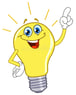 cartoon light bulb with happy face