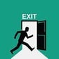 drawing of person exiting through door