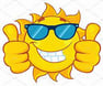 cartoon sun with sunglasses smiling